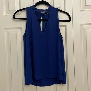 LUSH navy deep V cutout sleeveless blouse. NWT